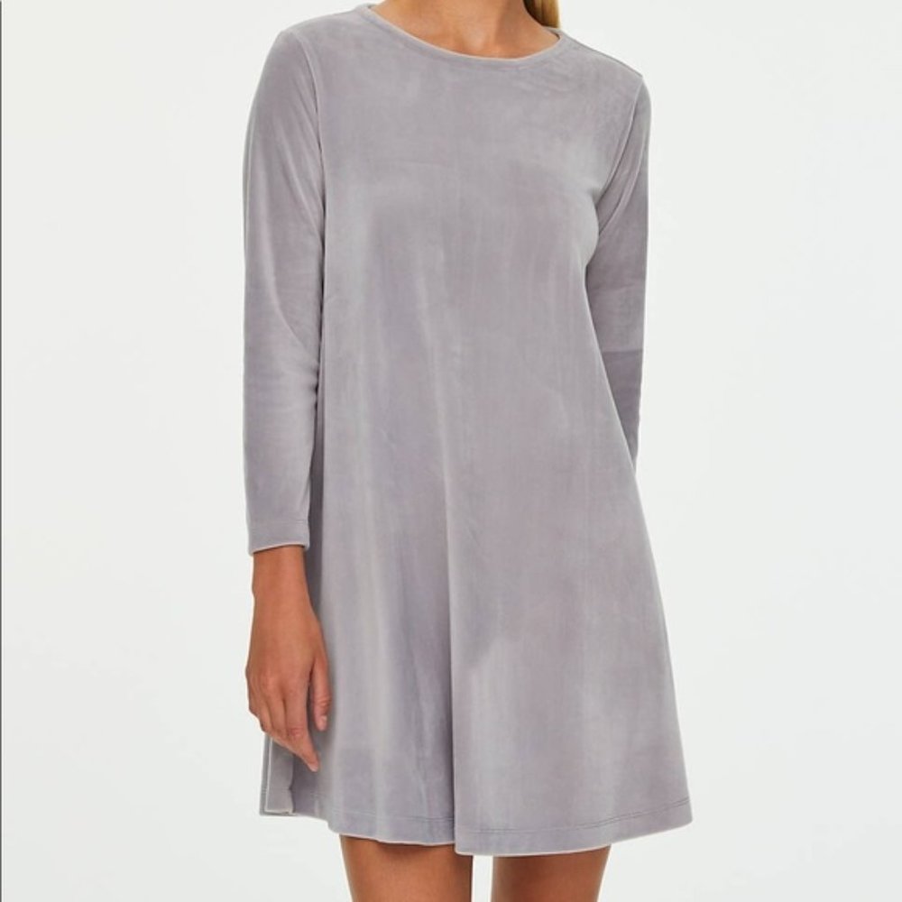 LOFT Gray Velvet Swing Dress